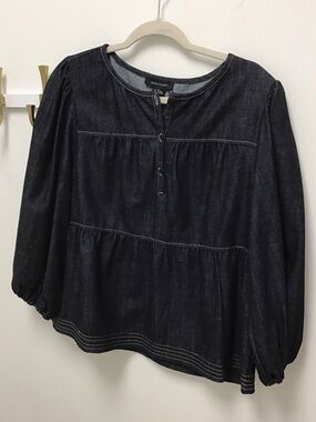 Sanctuary Dark Denim Peasant Blouse - by your side